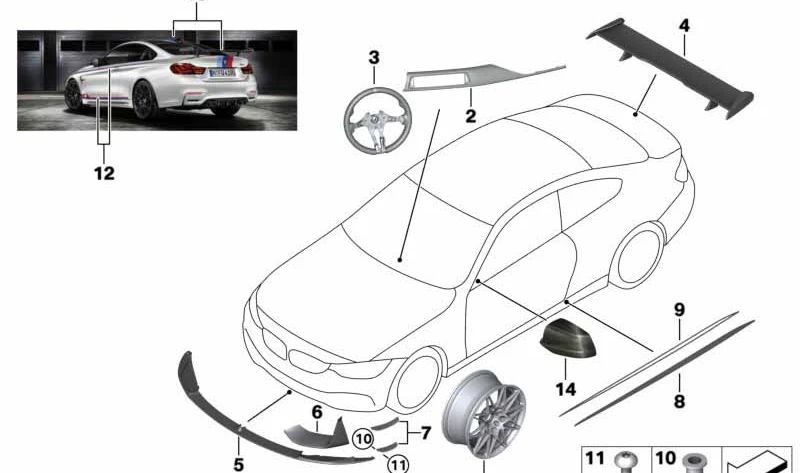 Juego de pegatinas central para BMW F82 (OEM 51147993023). Original BMW