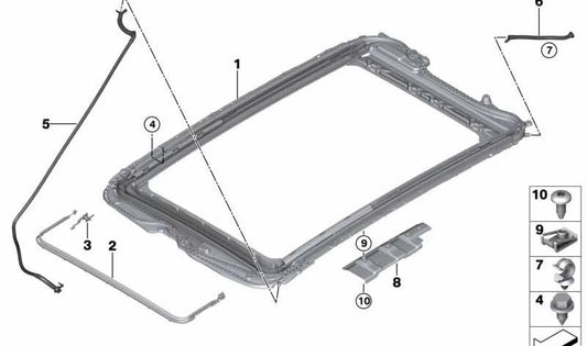 Tubo de drenaje de agua trasero para BMW Serie 2 F46, F46N (OEM 54107323195). Original BMW