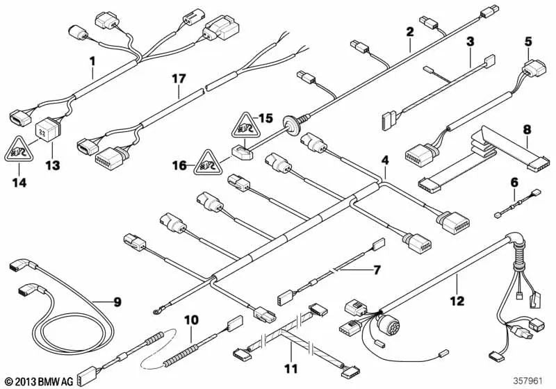 Juego de cables Sensorial para Dirección Activa para BMW Serie 5 E60, E61, Serie 6 E63, E64 (OEM 61126928372). Original BMW