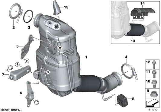 Bottom bracket for BMW Series 2 U06, X1 U11 (OEM 18328471771). Genuine BMW