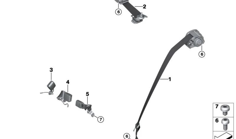 Correa inferior trasera derecha para BMW Serie 2 U06, X1 U11, U12, X2 U10, MINI U25 (OEM 52209493634). Original BMW.