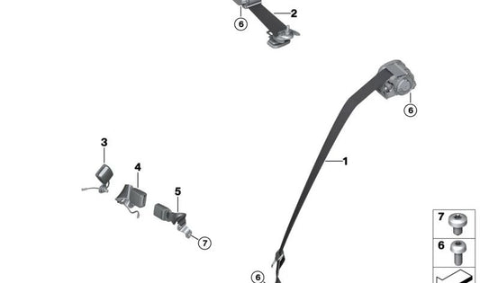 Rear right lower belt for BMW 2 Series U06, X1 U11, U12, X2 U10, MINI U25 (OEM 52209493634). Original BMW.