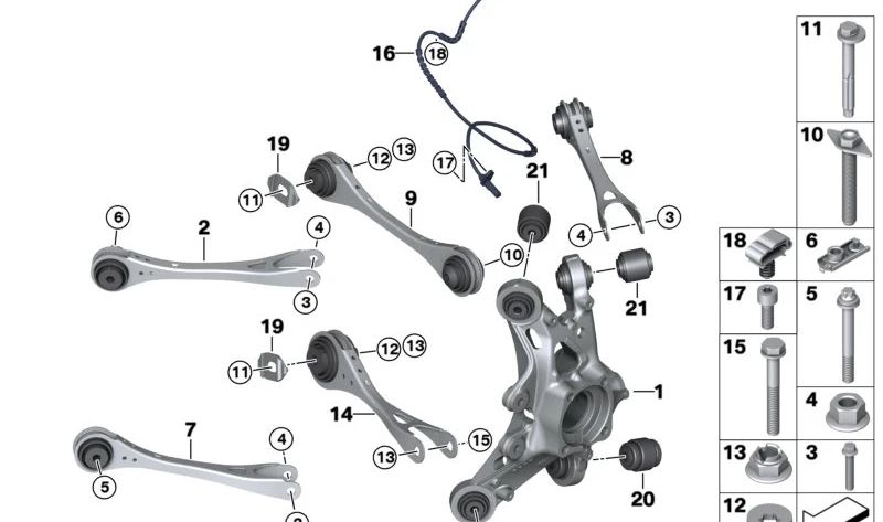 Barra de dirección con cojinete de goma izquierdo para BMW I12, I15 (OEM 33326862215). Original BMW.