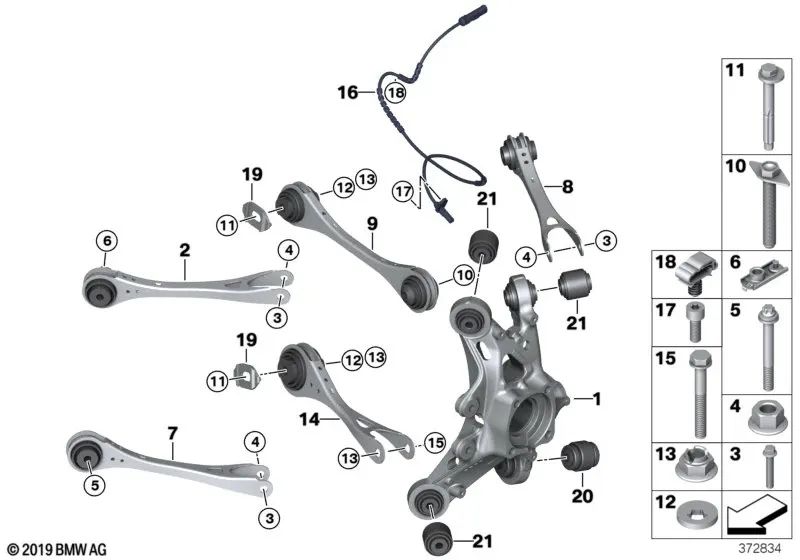 Tuerca enjaulada para BMW Serie 5 F07, F10, F11, F18 / Serie 6 F06, F12, F13 / Serie 7 F01, F02, F04 / i I12, I15 (OEM 33316776652). Original BMW