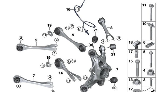 Soporte excéntrico para BMW Serie 5 E39, Serie 7 E65, E66, i I12, I15 (OEM 33321095047). Original BMW