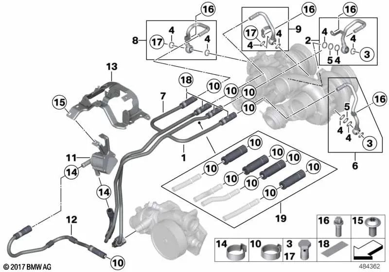 Tubo de avance para BMW Serie 5 F10, Serie 6 F06, F12, F13 (OEM 11538092640). Original BMW