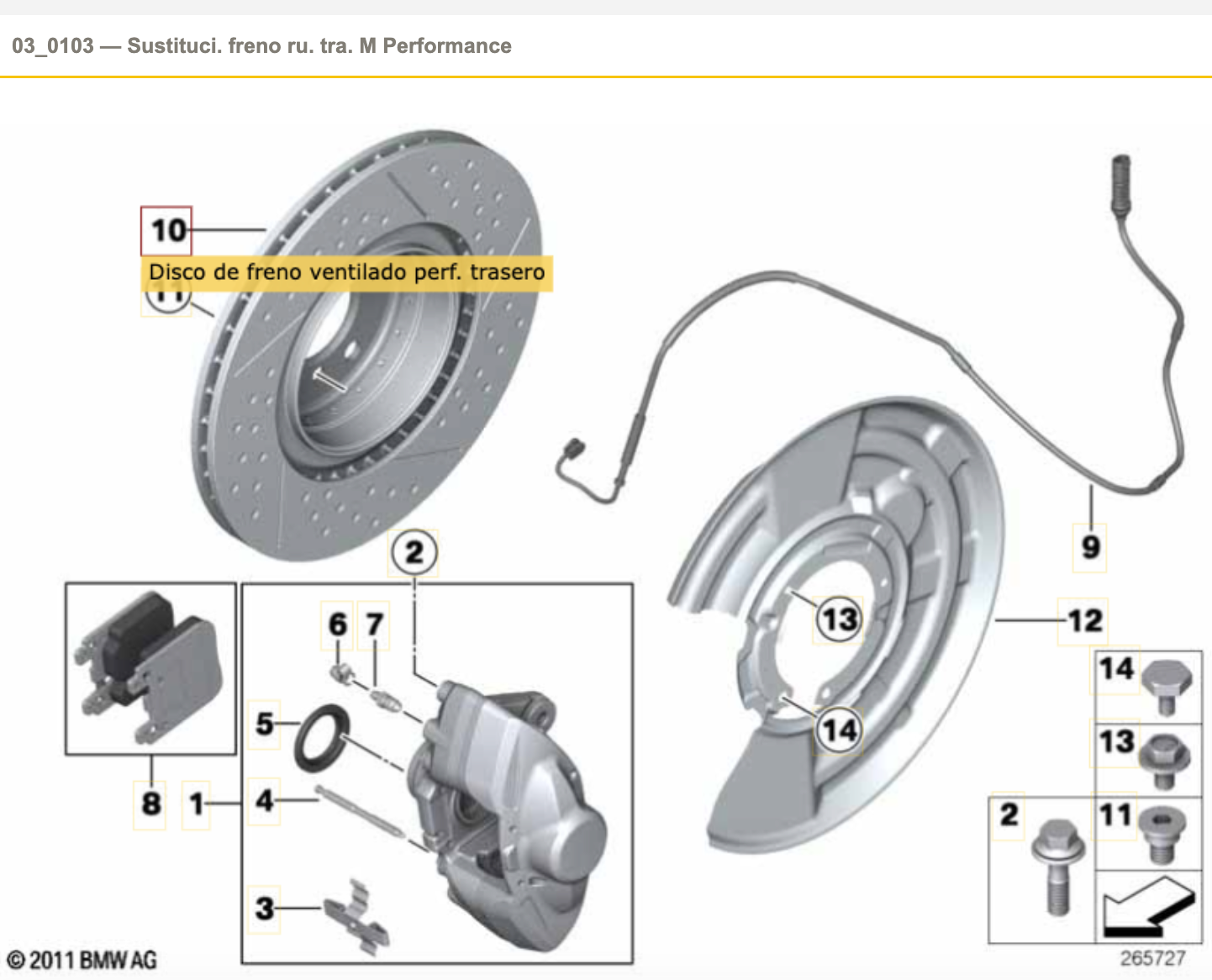 Disco de freno perforado ventilado deportivo ligero ///M de 18 pulgadas  345X24 para BMW F3x F2x. Original BMW