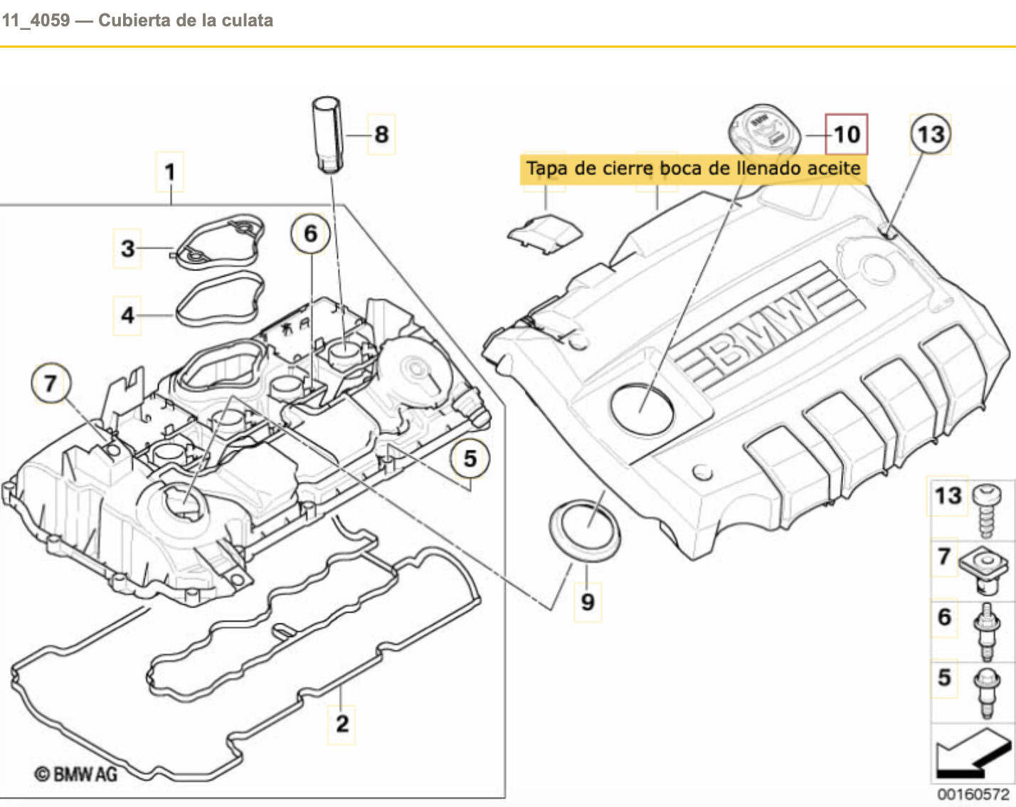 Tapa de llenado de aceite para BMW. Original BMW.