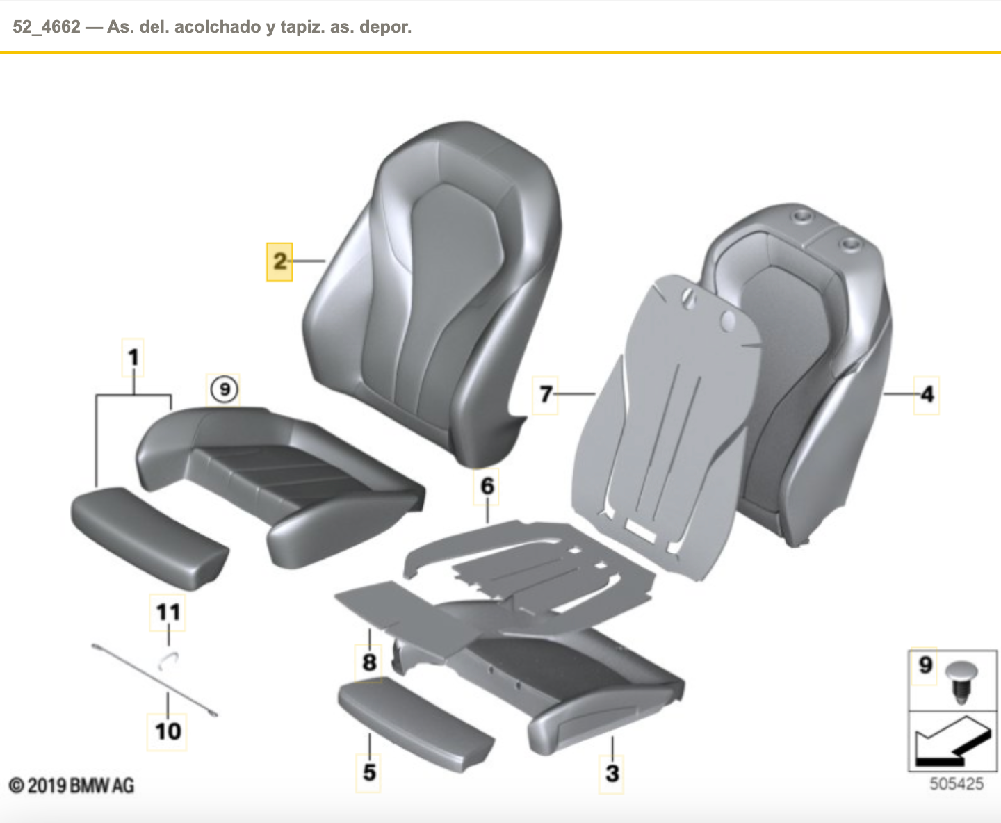 Coperchio di sedile sportivo sinistro/destro in tessuto/pelle per BMW G30, G31. BMW originale