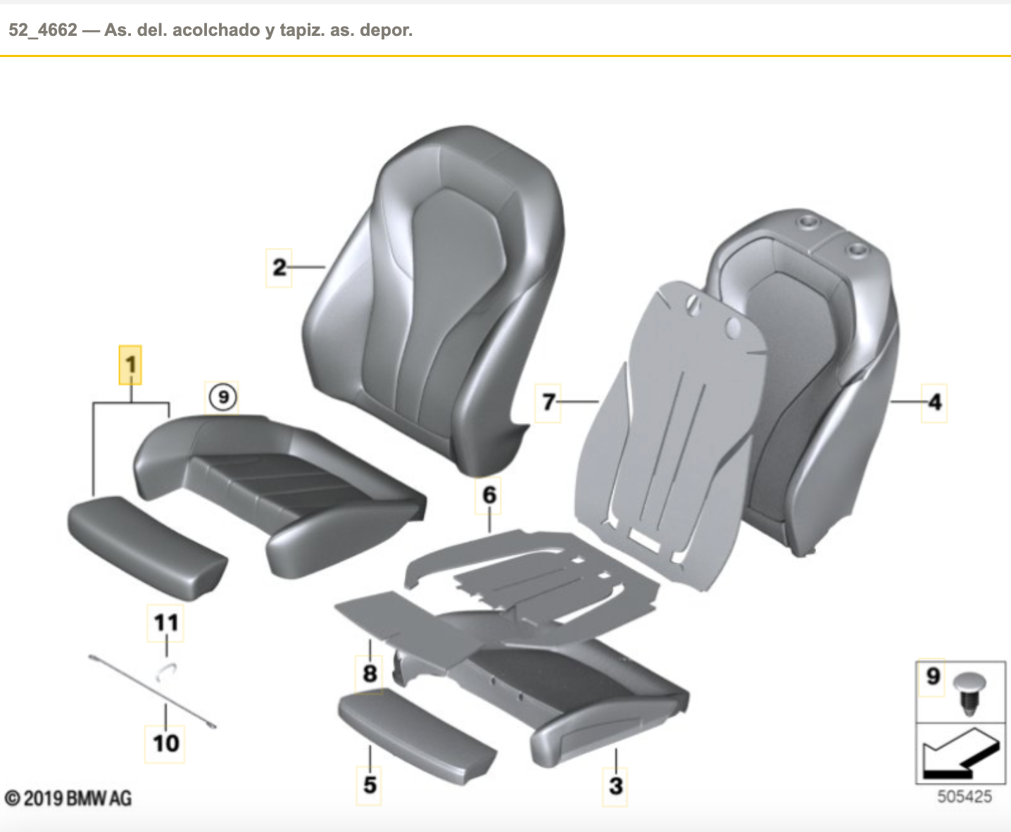 Couvercle de siège sportif en tissu / cuir pour BMW G30 et G31. BMW d'origine. . BMW d'origine