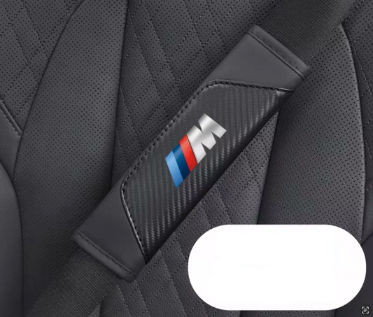 Carbon Fiber Seat Belt Pads with ///M Emblem for BMW