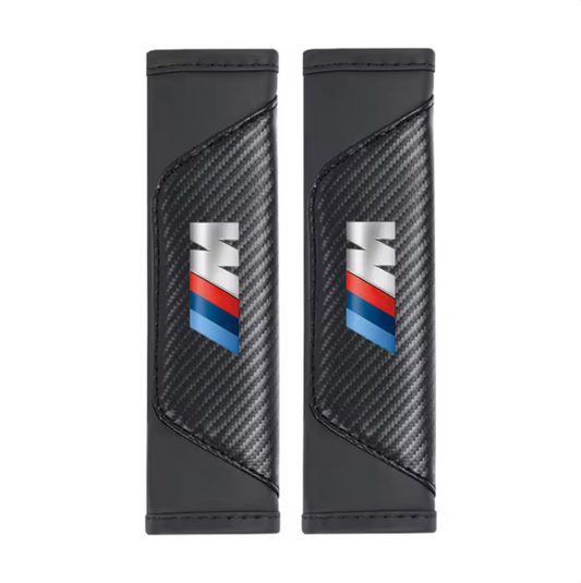 Carbon Fiber Seat Belt Pads with ///M Emblem for BMW