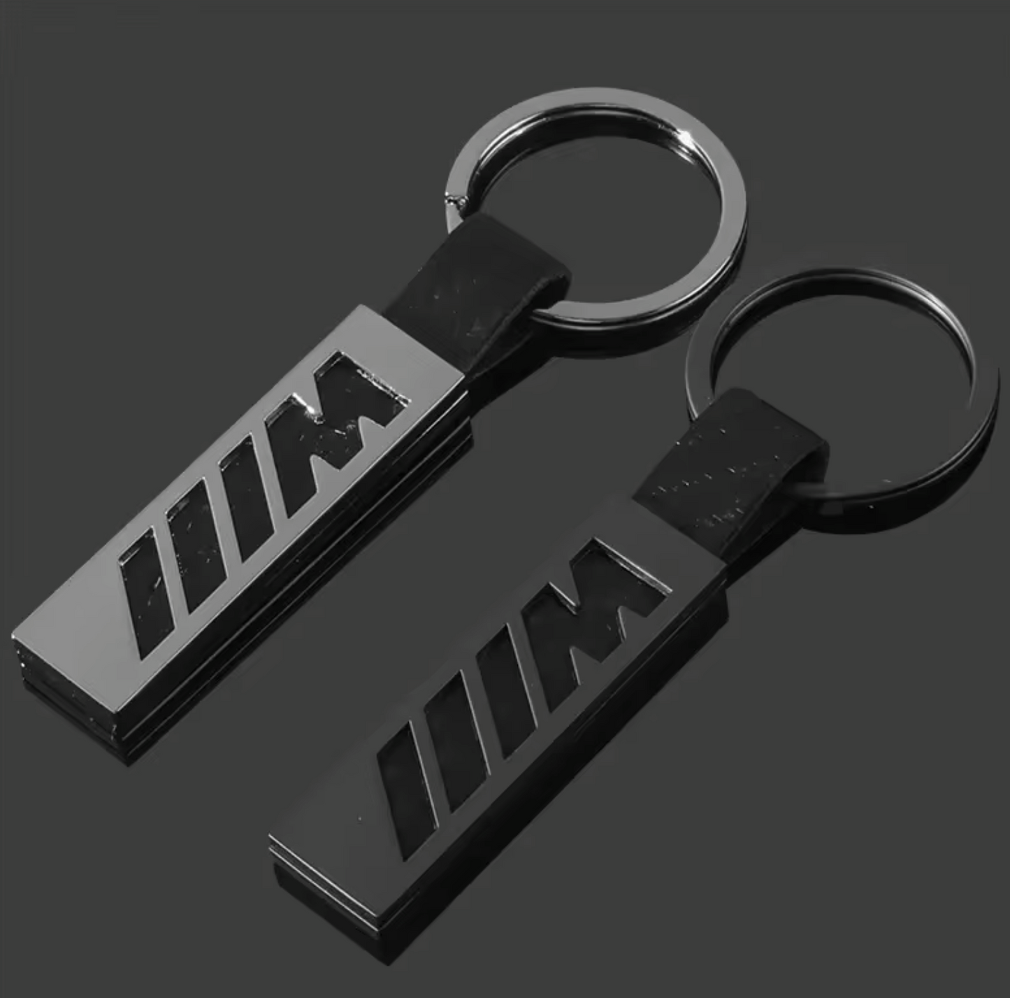 BMW M Keychain di lega di zinco e vera pelle - Disponibile in nero e argento - Sport e stile elegante per i fan della BMW