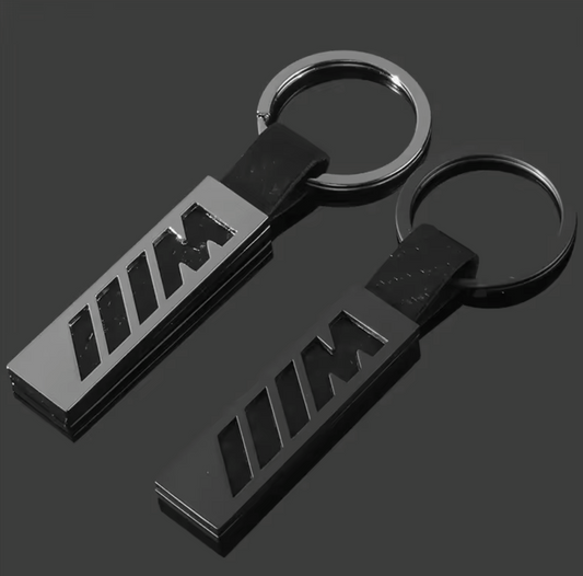 BMW M Zinc Alloy and Genuine Leather Keychain - Available in Black and Silver - Sporty and Elegant Style for BMW Fans