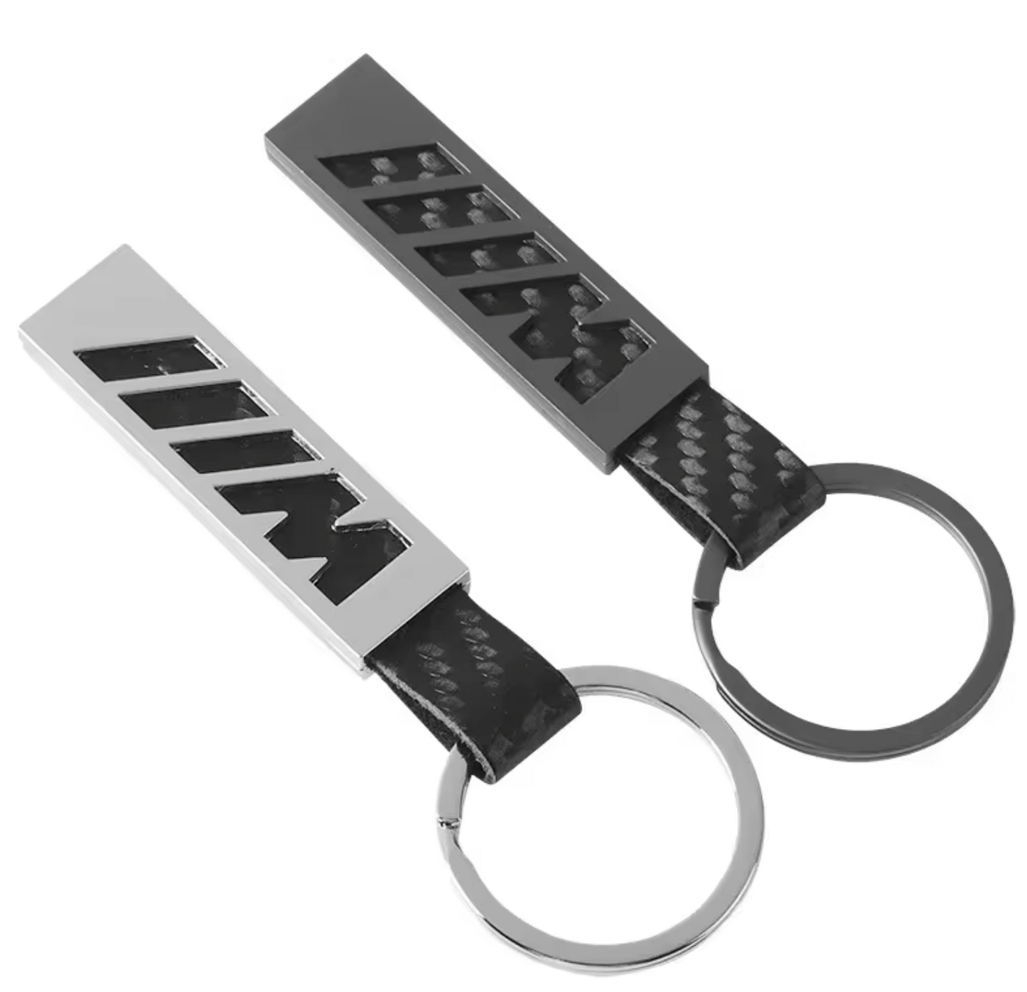 BMW M Keychain di lega di zinco e vera pelle - Disponibile in nero e argento - Sport e stile elegante per i fan della BMW