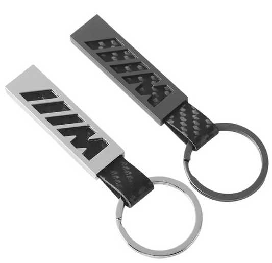 BMW M Keychain de liga de zinco e couro genuíno - disponível em preto e prata - esporte e estilo elegante para fãs de BMW