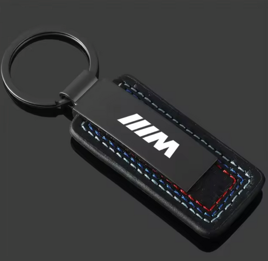 BMW M Keychain con pelle e cuciture Tricolor - design esclusivo e resistente - Accessorio premium per i ventilatori BMW