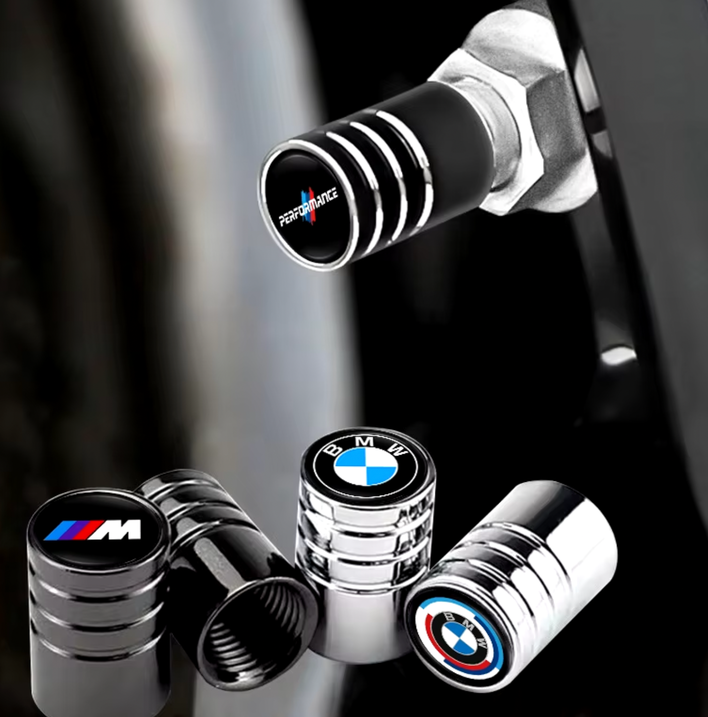 Tapones de Válvula de Neumático en Aluminio para BMW - Set de 4 Unidades (Colores: Rojo, Negro, Plata)