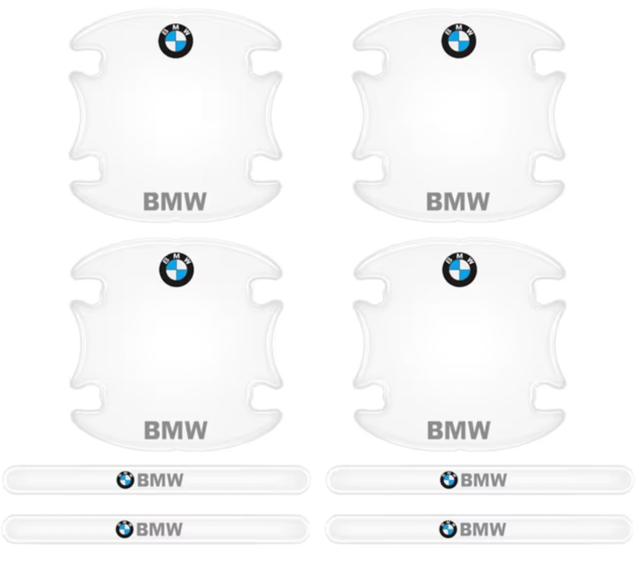 Transparent Protective Stickers for BMW Door Handles - Set of 8 Pieces (BMW Logo or ///M)