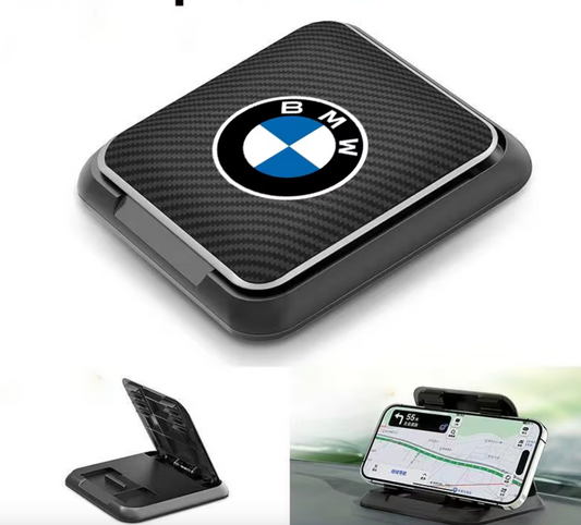 Supporto per telefono dell'auto - imitazione in fibra di carbonio con logo BMW