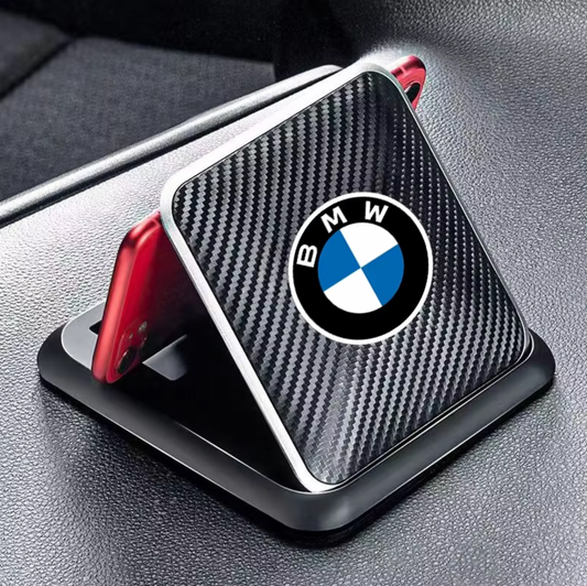 Supporto per telefono dell'auto - imitazione in fibra di carbonio con logo BMW