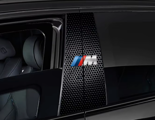 Efeito de carbono de adesivo externo com BMW ou / M para coluna central