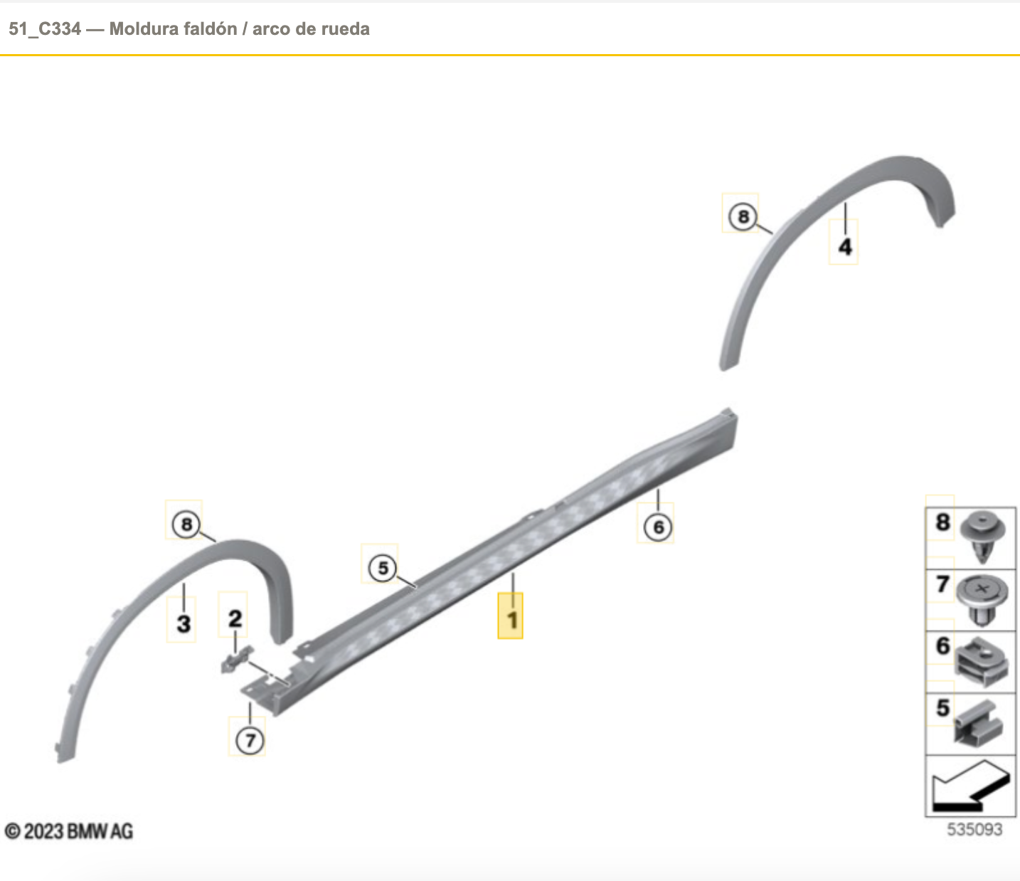 Embellecedor lateral izquierdo OEM 51125A329F5 para BMW Serie 2 Active Tourer (F45), Serie 2 Gran Tourer (F46). Original BMW.