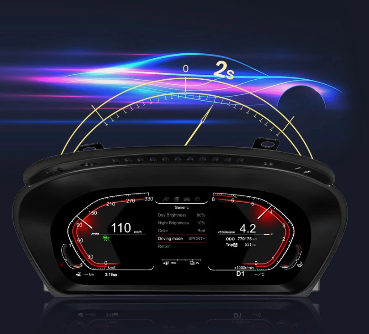 Cuadro Panel Marcador de Instrumentos Digital LCD para BMW Serie 5, Serie 6 (E60, E61, E63, E64)