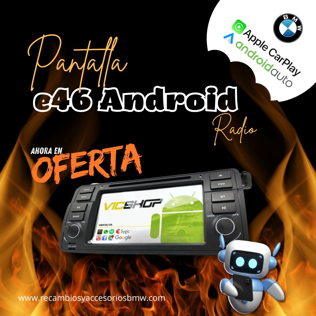 Pantalla 7´ Radio Android Auto/Carplay Para Bmw Modelo Serie 3 E46. ¡Cámara Trasera De Regalo!