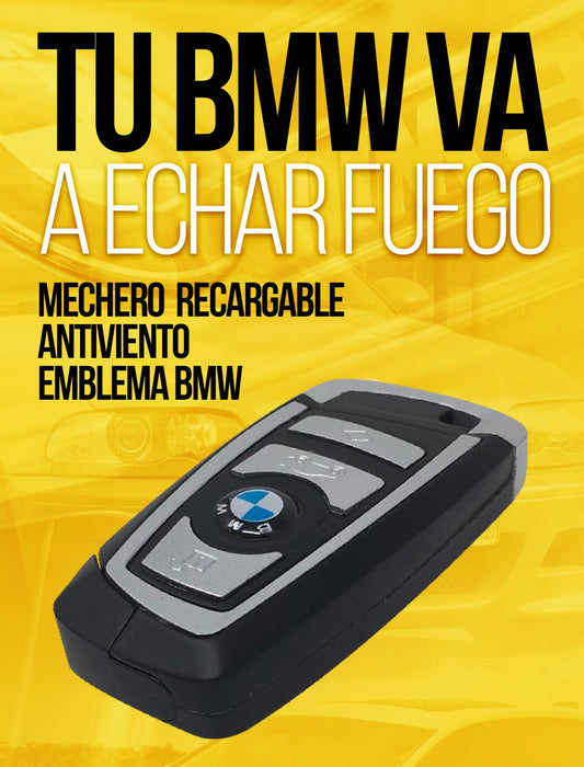 Mechero Recargable Antiviento Con Emblema De Bmw. Diseño Similar A La Llave Un