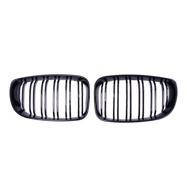 Riñoneras Rejillas Frontal Parachoques Doble Negras Para Bmw Serie 1 E81 E87 E82 E88 Negro Brillante