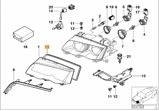 Junta Goma Tulipas Faro Bmw E46. Original Recambios