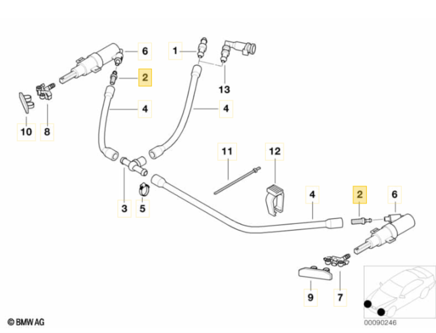 Pieza De Conexión Sistema Lavafaros Para Bmw E46 E9X E8X. Original Recambios