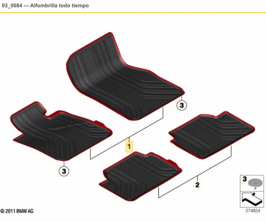 Alfombrillas De Goma Para Bmw Serie 2 Gran Tourer F46 . Original Recambios