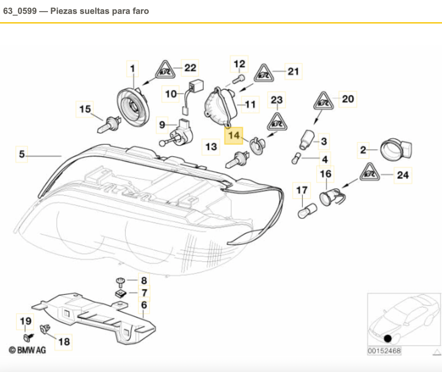 Casquillo Faro Delantero Para Bmw E39 Y E53. Original Recambios