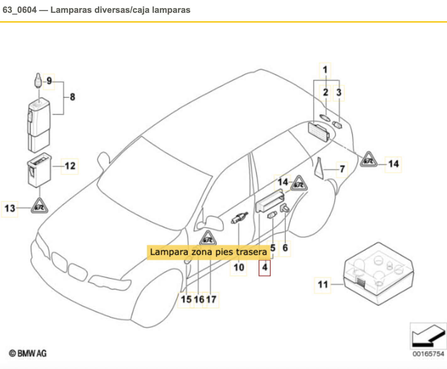 Lampara Plafon Zona Pies Trasero Para Bmw E65 E66 E67 E53. Original Recambios