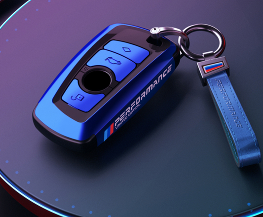 Funda De Llave Edición Limitada ///Performance Con Llavero Piel Para Tu Bmw. Azul