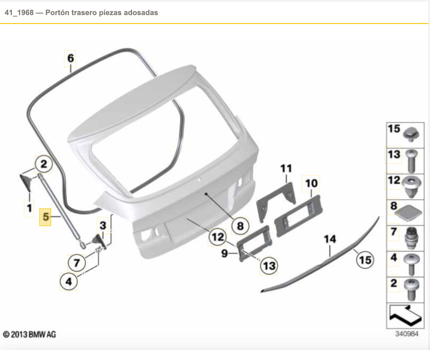 Amortiguador Muelle Portón Capo Trasero Para Bmw X1 (E84). Original De Bmw