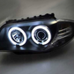 Faros Delanteros Para Bmw Serie 1 E87 E82 E88 Ojos Angel Led Fondo Negro