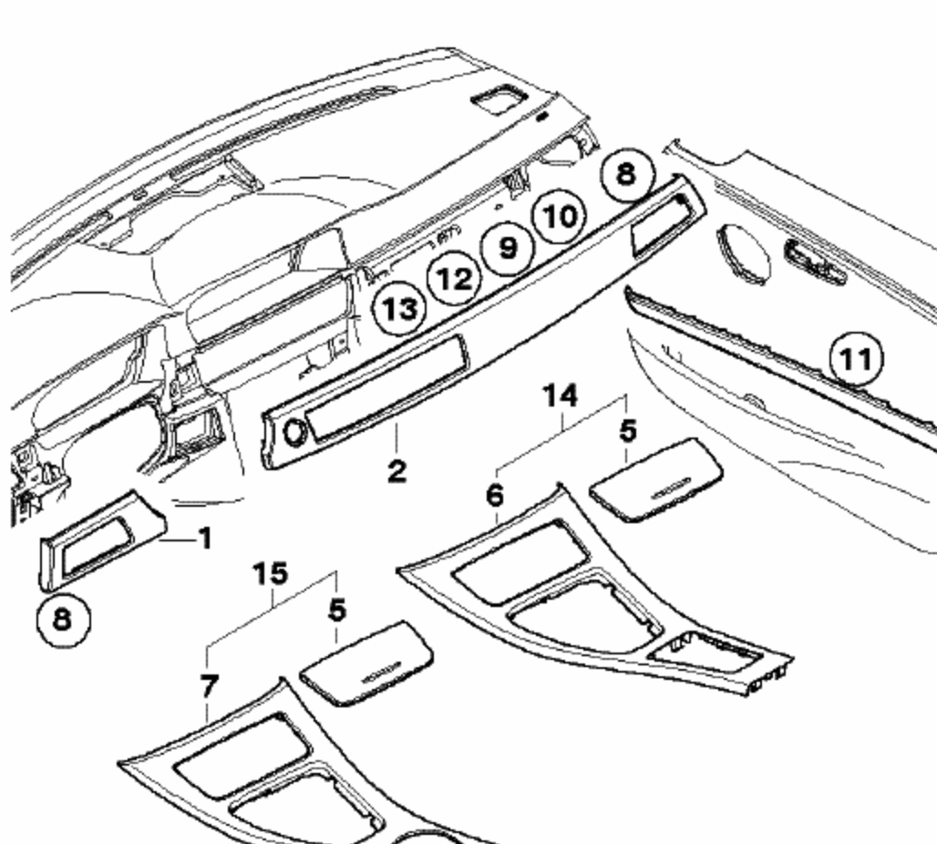 Molduras Salpicadero Negro Brillante Para Bmw E90 E91 E92 E93. Original Recambios