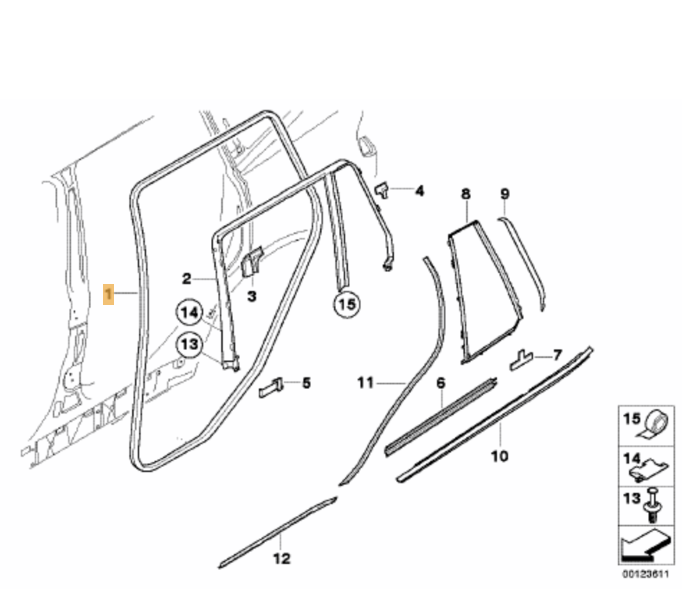 Juntas Gomas Puertas (Delanteras Y Traseras) Bmw E83 X3 Original De Cantonera Trasera Derecha