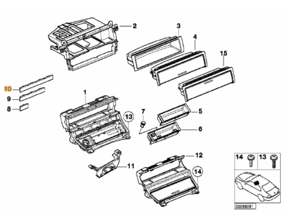 Tapa / Cubierta Tapita Para Mueble (Bajar Mandos Aire Acondicionado) Bmw E46 Recambios