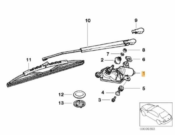 Motor Del Limpiaparabrisas Cristal Trasero Bmw E46 Compact. Original De Recambios