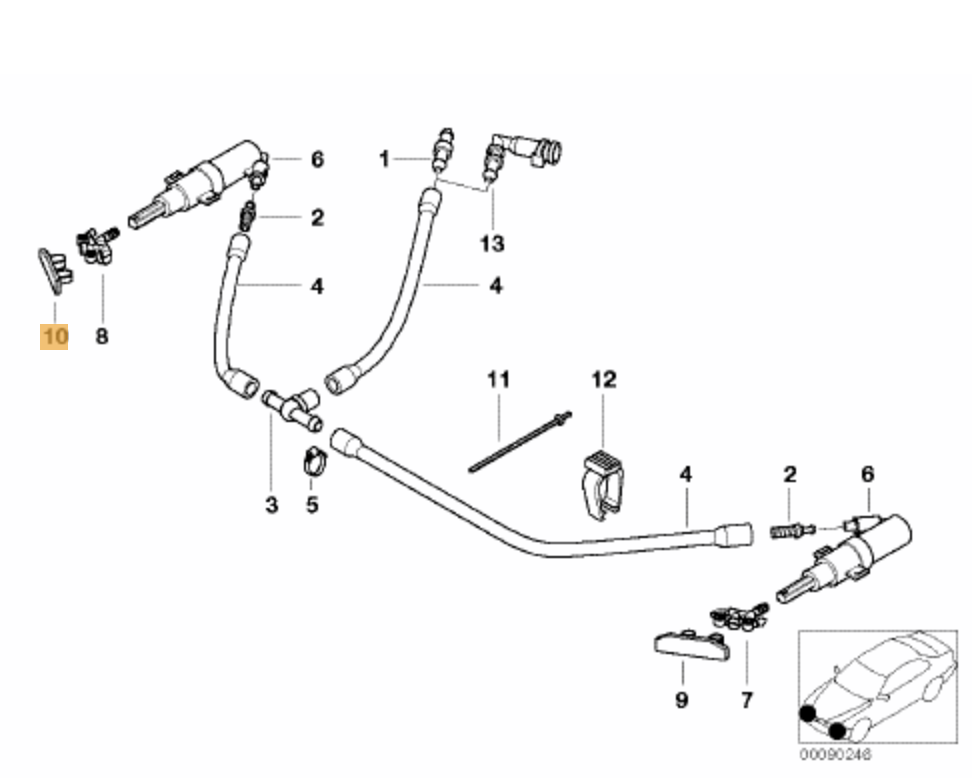 Tapa / Tapita Inyectores Lavafaros Bmw E46 Compact Con Frontal Paquete M. Original Recambios