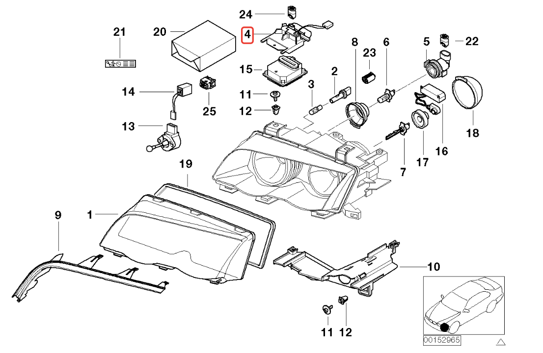 Soporte Mecanismo De Mando Luz Xenon Derecha Bmw E46. Original