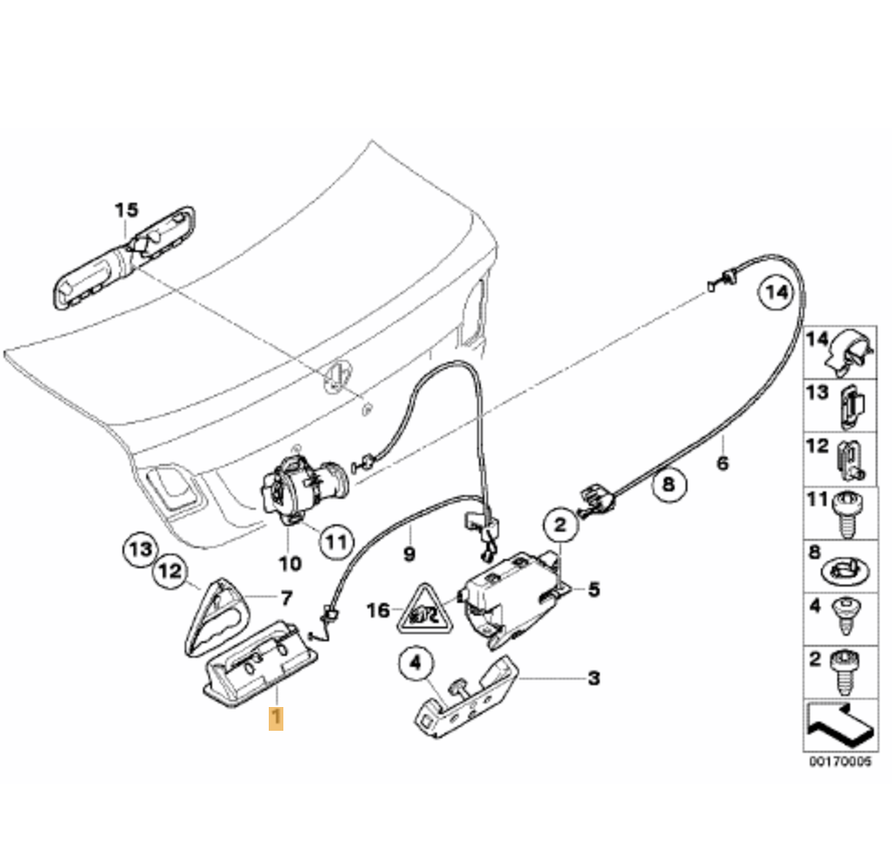 Pulsador / Abridor Maletero E82 E88 E90 E91 E92 E93. Original De Bmw Recambios