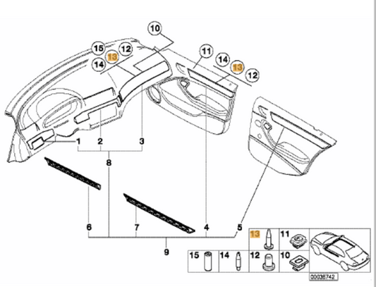 Perno / Pin De Ajuste D=6X25. Original Bmw Recambios