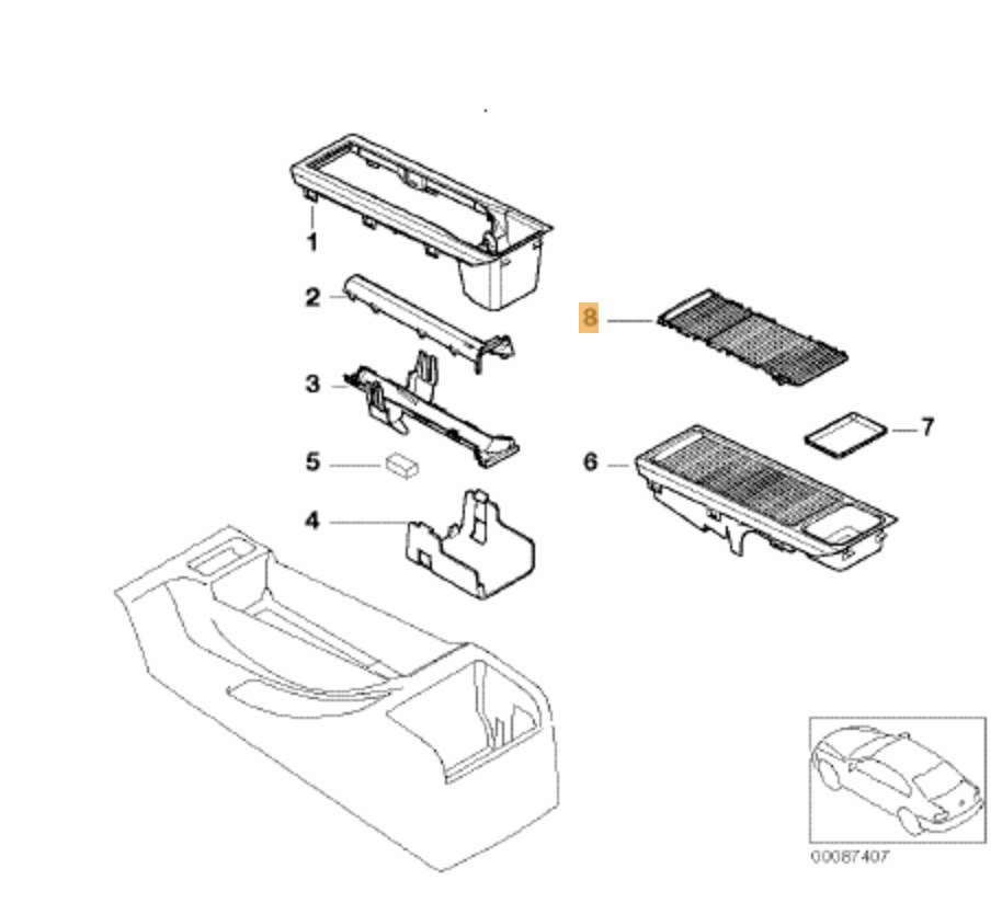 Cortinilla Para El Portaobjetos De Bmw E46 (Para Los Que Llevan Teléfono). Original Recambios