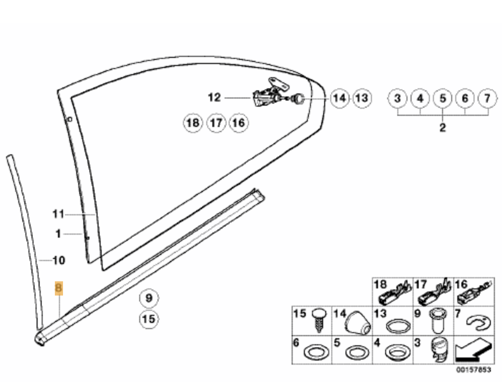 Junta Goma Inferior Cristales Traseros Bmw E46 Coupe / M3. Original De Recambios