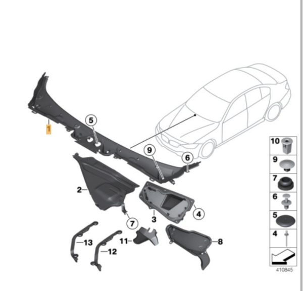 Torpedo Vierteaguas Para Bmw F30 F31 F80 F83. Original De Recambios